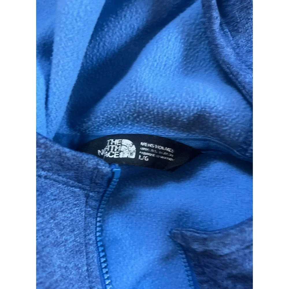The North Face Mens Blue Heathered Full Zip Fleece Hoodie Jacket Large‎ L